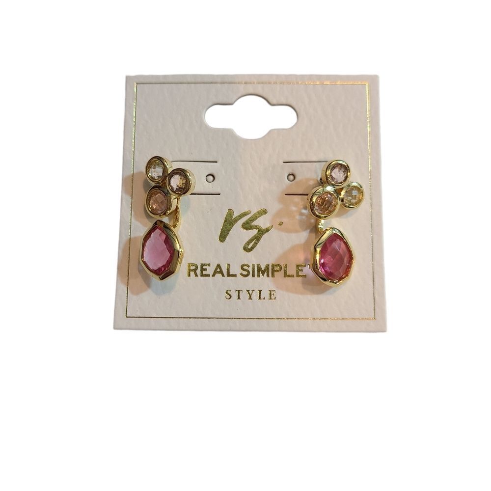 Real Simple Style Pink Crystal Earrings‎